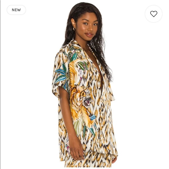 NEW Tell Your Friends SILK tiger jungle safari Hawaiian shirt blouse top Tristan - Picture 9 of 16
